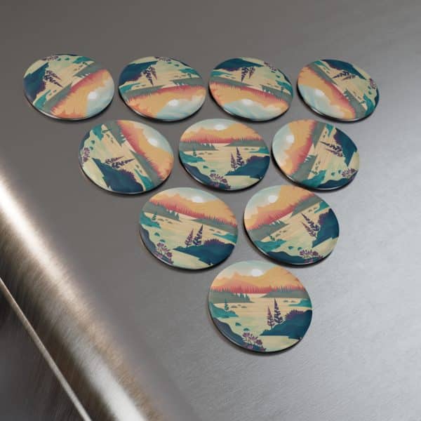 Button Magnet, Round (1 & 10 pcs) Sunset - Image 10