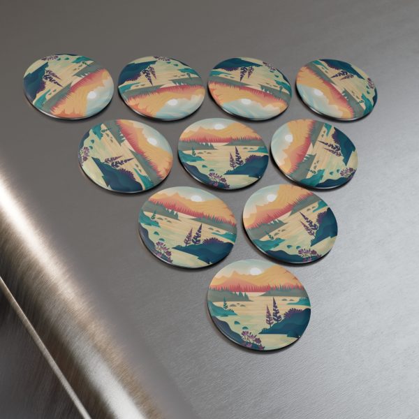 Button Magnet, Round (1 & 10 pcs) Sunset - Image 5